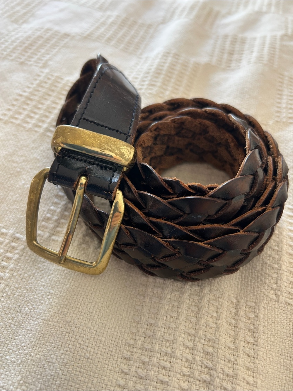 brown braided leather belt was handcrafted in Argentina,size "42"